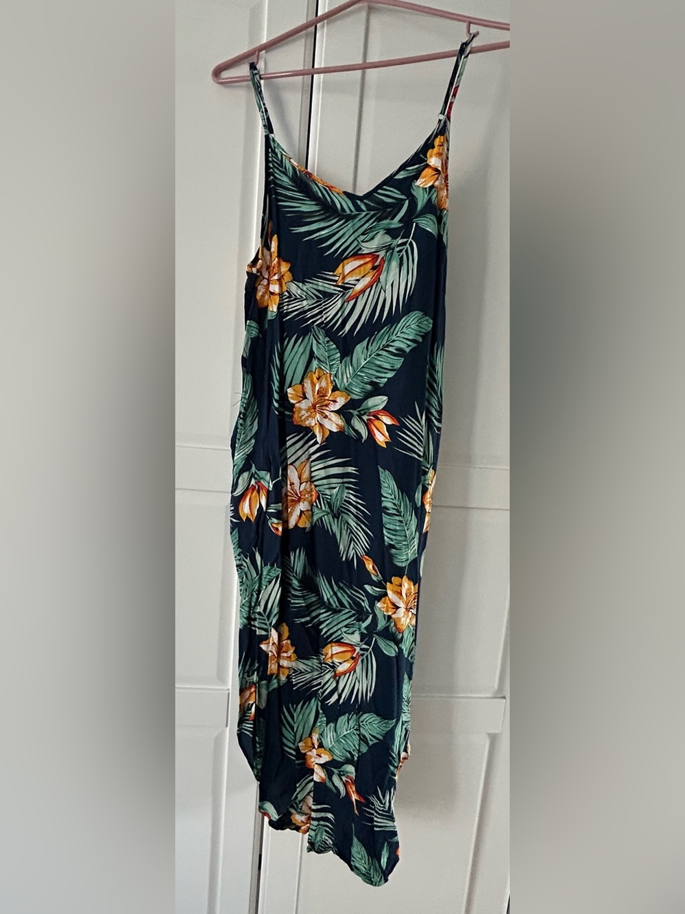 Navy Tropical Slip Dress